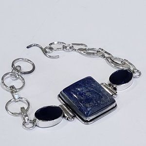 Sodalite bracelet, 925 silver sodalite onyx bracelet